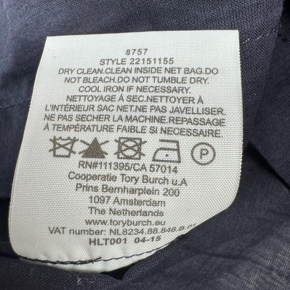 Tory Burch $295 Tunic Long Sleeve Top Size 12 Navy w/ Ivory Orange Brown Accents - Picture 13 of 14